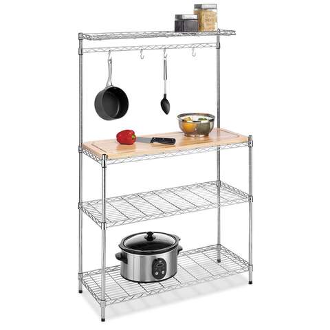 Whitmor 55-5/16 in. H X 36-5/16 in. W X 14 in. D Silver Metal/Wood Baker's Rack