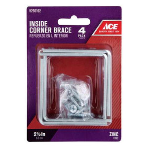 Ace 2-1/2 in. H X 5/8 in. W X 2-1/2 in. D Zinc Inside L Corner Brace