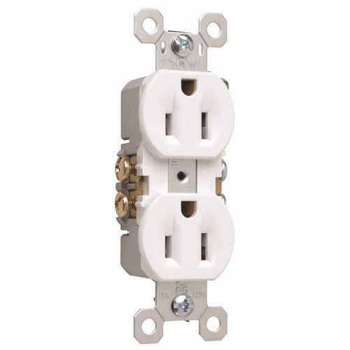 Pass & Seymour 3232-W Duplex Grounding Receptacle w/ High-Impact Resistant Thermoplastic Construction, 15 Amp, 125 Volt, White