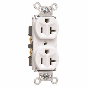 Pass & Seymour 5362-W Hard Use Spec Grade Duplex Receptacle Back & Side Wire 20Amp 125Volt, White