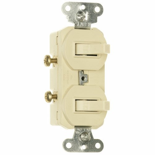 Pass & Seymour 690-IG Single Pole, Double Combination Switch, 15 Amps, 120/277 Volts, With Ground, Ivory