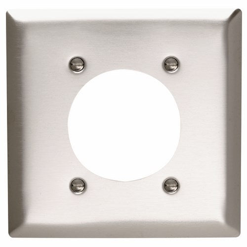 Pass & Seymour SS703 2Gang Wall Plate, 2.125" Power Outlet Receptacle, Standard - 302/304 Stainless Steel