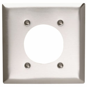 Pass & Seymour SS703 2Gang Wall Plate, 2.125" Power Outlet Receptacle, Standard - 302/304 Stainless Steel