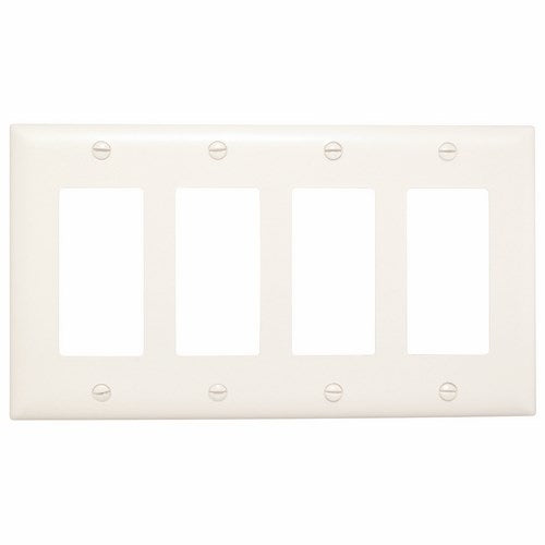 Pass & Seymour TP264-W 4Gang Wall Plate, Decorator, Nylon, Standard - White