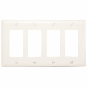 Pass & Seymour TP264-W 4Gang Wall Plate, Decorator, Nylon, Standard - White