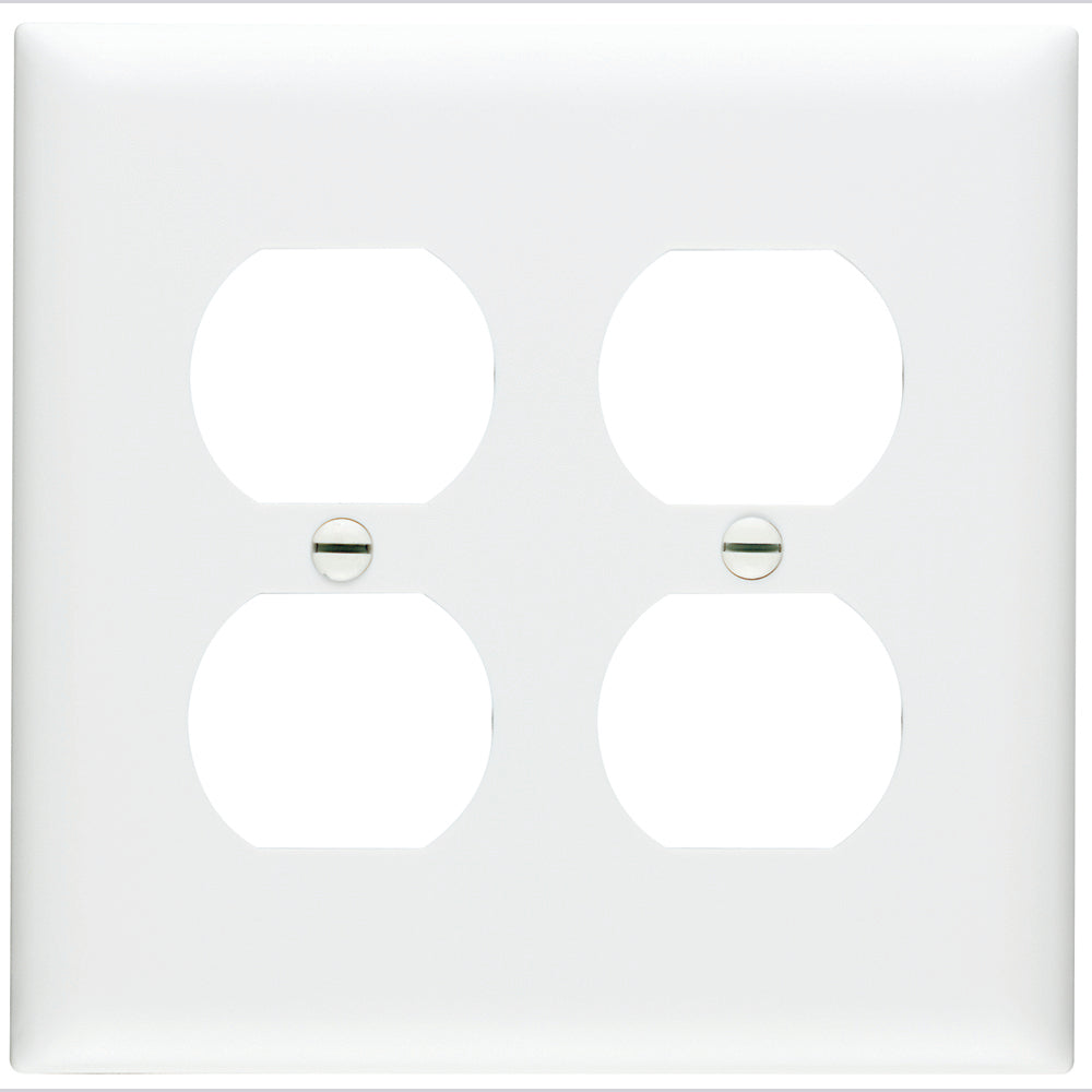 Pass & Seymour TP82-W 2Gang Wall Plate, Duplex Receptacle, Nylon, Standard - White