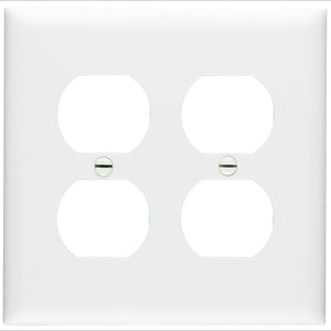 Pass & Seymour TP82-W 2Gang Wall Plate, Duplex Receptacle, Nylon, Standard - White