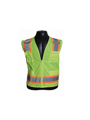 PIP 302-0500-ORG/XXL Double Extra Large Orange Mesh/Solid Fabric Zipper Closure Surveyor Vest