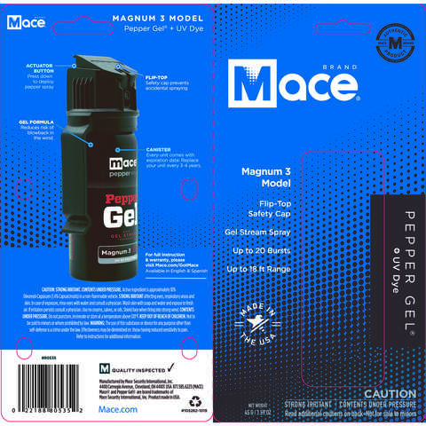 Mace Magnum 3 Black Aluminum/Plastic Gel Pepper Spray