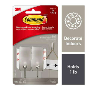 3M Command Small Metal/Plastic Hook 0.98 in. L 2 pk