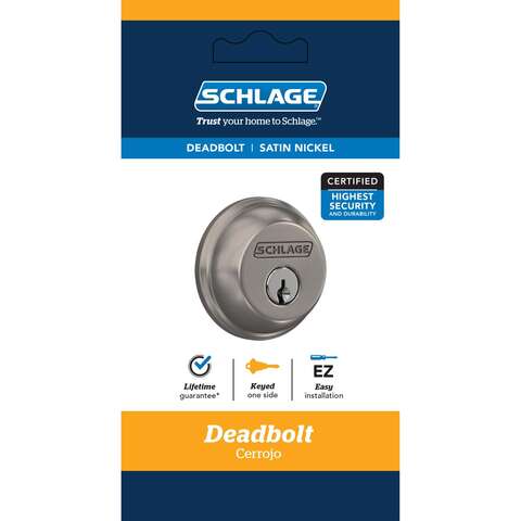 Schlage Satin Nickel Zinc Single Cylinder Deadbolt