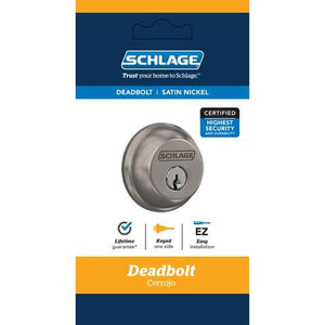 Schlage Satin Nickel Zinc Single Cylinder Deadbolt