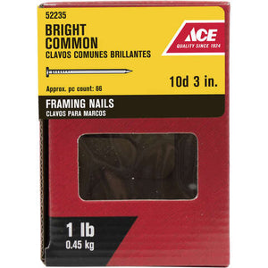 Ace 10D 3 in. Framing Bright Steel Nail Round Head 1 lb