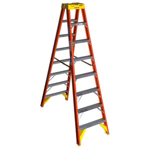 Werner 8 ft. H X 26.84 in. W Fiberglass Step Ladder Type IA Twin Steps 300 lb. cap.