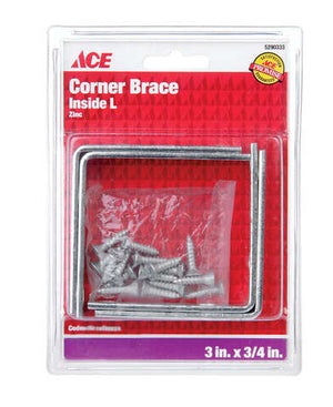 Ace 3 in. H X 4..75 in. W X 3 in. D Zinc Inside L Corner Brace