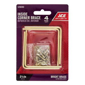 Ace 2-1/2 in. H X 3.75 in. W X 2-1/2 in. D Brass Inside L Corner Brace