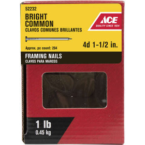 Ace 4D 1-1/2 in. Framing Bright Steel Nail Round Head 1 lb