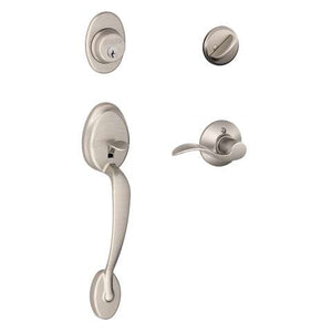 Schlage Plymouth, Accent Satin Nickel Entry Handleset 1-3/4 in.