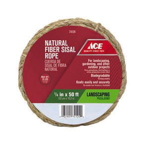 Ace 1/4 in. D X 50 ft. L Natural Twisted Sisal Rope