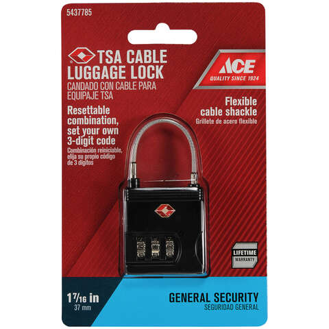 Ace 1-9/16 in. H X 1-7/16 in. W X 1/2 in. L Die-Cast Zinc 3-Dial Combination Luggage Lock