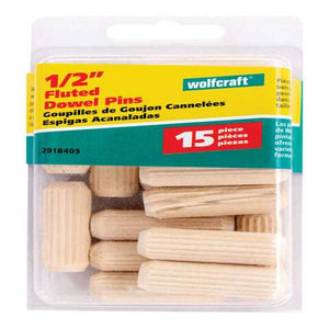 Wolfcraft Fluted Hardwood Dowel Pin 1/2 in. D X 1-1/2 in. L 1 pk Natural