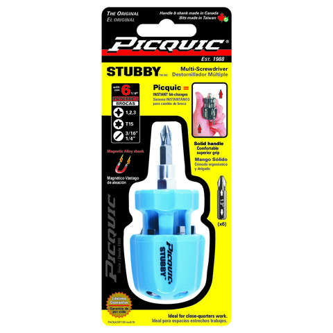 Picquic STUBBY Compact Multi-Bit Driver 3-1/2 in. 6 pc