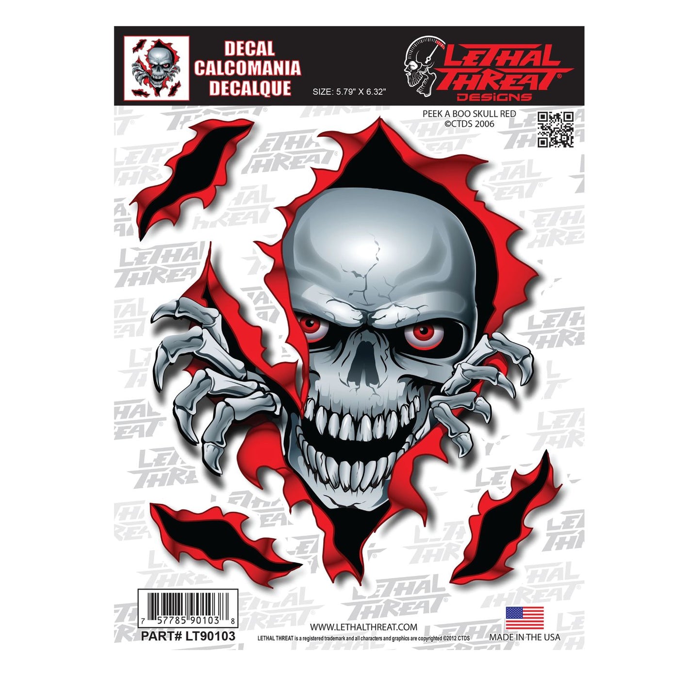 Lethal Threat Peek A Boo Skull Decal