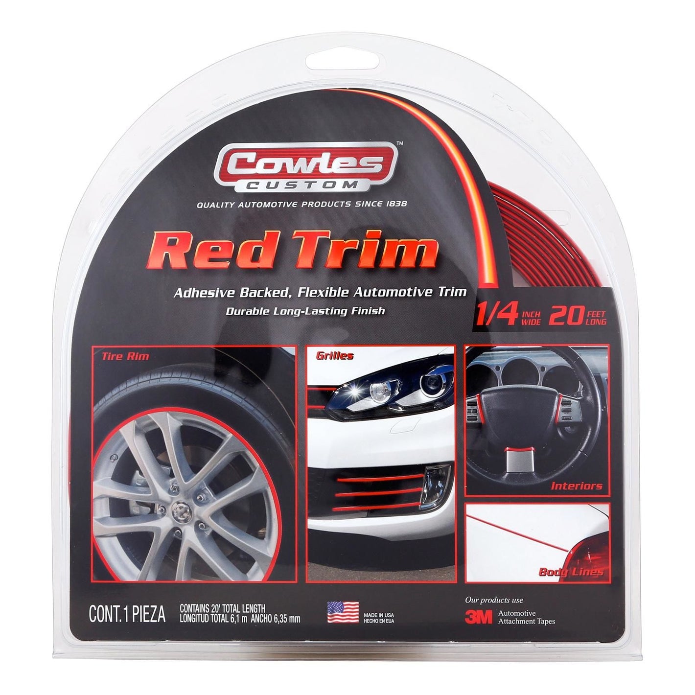 Cowles Products 1/4 in. X 20 ft. Red Custom Molding and Trim for Car/Truck and Suv