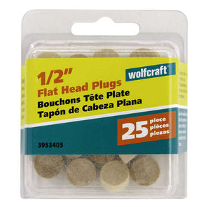 Wolfcraft Flat Hardwood Head Plug 1/2 in. D X 1/4 in. L 1 pk Natural