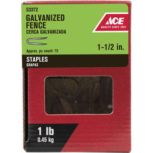 Ace 0.25 in. W X 1-1/2 in. L Galvanized Steel Fence Staples 1 lb