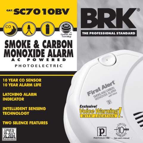 BRK Hard-Wired w/Battery Back-up Electrochemical/Photoelectric Smoke and Carbon Monoxide Detector