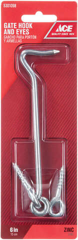 Ace 6 in. L Zinc Gate Hook and Eye 1 pk