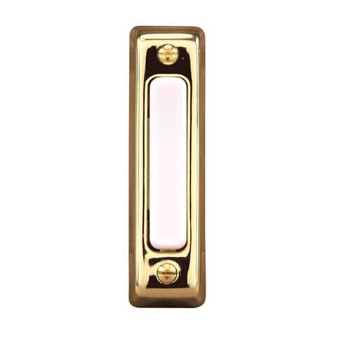 Heath Zenith Polished Brass Plastic Wired Pushbutton Doorbell