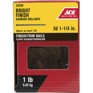 Ace 3D 1-1/4 in. Finishing Bright Steel Nail Countersunk Head 1 lb