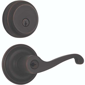 Brinks Push Pull Rotate Glenshaw Oil Rubbed Bronze Entry Lever and Deadbolt Set 1.75 in.