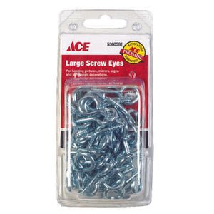 Ace 1/8 in. D X 1-7/16 in. L Zinc-Plated Steel Screw Eye 45 lb. cap. 50 pk