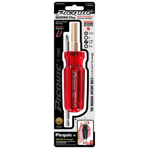 Picquic SIXPAC Plus Multi-Bit Screwdriver 6 in. 7 pc