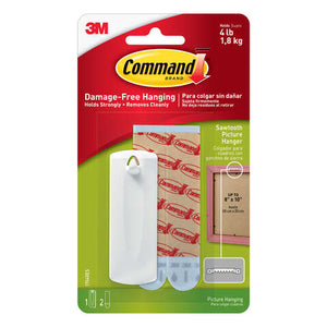 3M Command White Sawtooth Picture Hanger 4 lb 1 pk