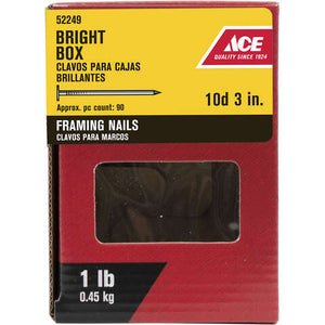 Ace 10D 3 in. Box Bright Steel Nail Flat Head 1 lb