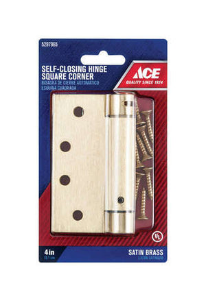 Ace 4 in. L Satin Brass Self Closing Hinge 1 pk