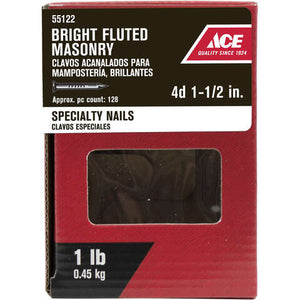 Ace 1-1/2 in. Masonry Bright Steel Nail Flat Head 1 lb