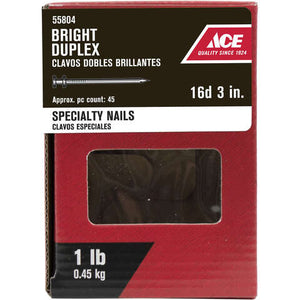 Ace 16D 3 in. Duplex Bright Steel Nail Double Head 1 lb