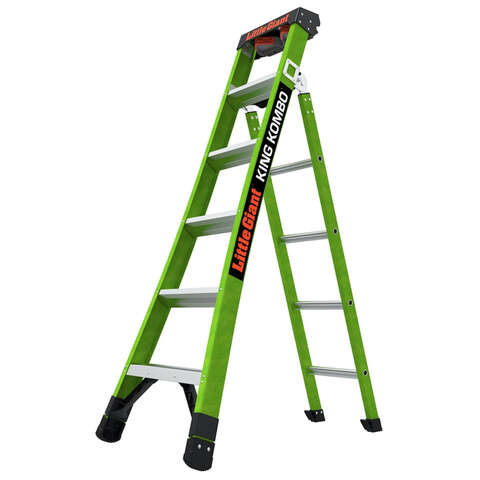 Little Giant King Kombo 10 ft. H Fiberglass Telescoping Multi-Position Ladder Type IAA 375 lb. capac