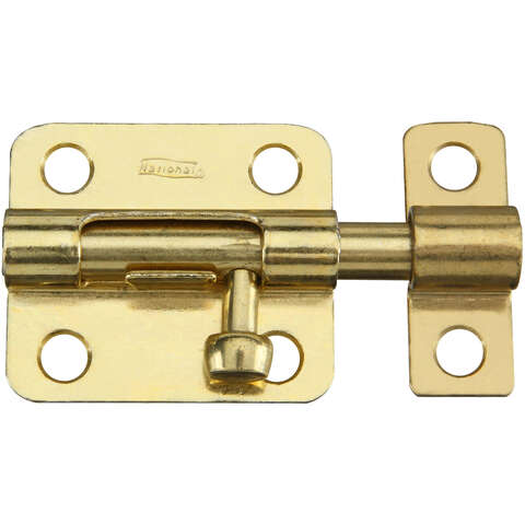 National Hardware 2-1/2 in. L Brass-Plated Steel Barrel Bolt 1 pk