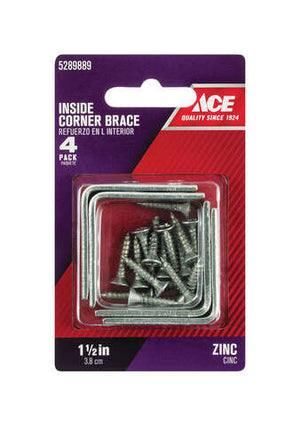 Ace 1-1/2 in. H X 5/8 in. W X 1-1/2 in. D Zinc Inside L Corner Brace