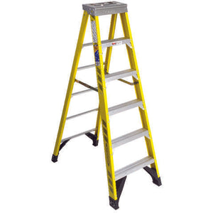 Werner 6 ft. H Fiberglass Step Ladder Type IAA 375 lb. capacity