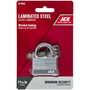 Ace 1 in. H X 1-9/16 in. W X 7/8 in. L Laminated Steel Warded Locking Padlock