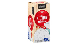 Essential Everyday 13 Gal Drawstring Tall Kitchen Bags (20 Ct)