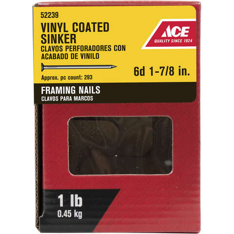 Ace 6D 1-7/8 in. Sinker Vinyl Steel Nail Checkered Head 1 lb