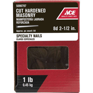 Ace 8D 2-1/2 in. Masonry Bright Steel Nail Flat Head 1 lb